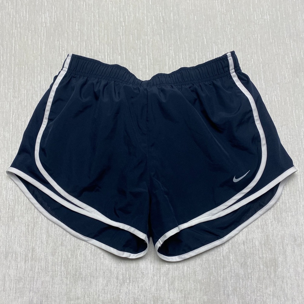 Nike Dri-Fit Tempo Athletic Shorts Womens Medium Black Built In Brief Swoosh